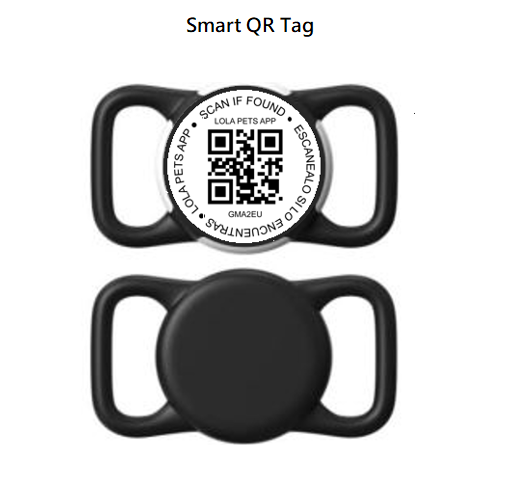 Smart QR Tag, Medium (Collar de (2 a 2,5cm Ancho), Color Negro.