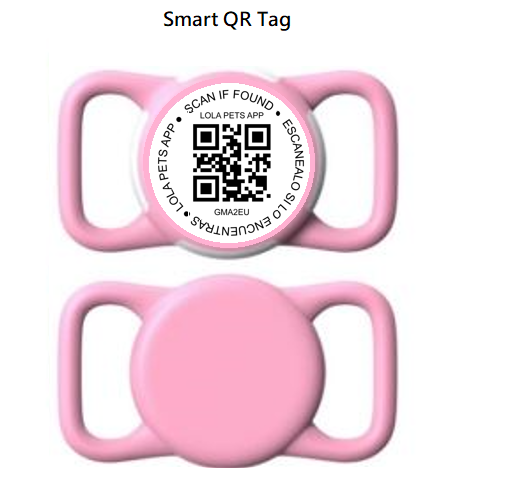Smart QR Tag, Small (Collar de 1 a 1.5cm Ancho), Color Rosa.